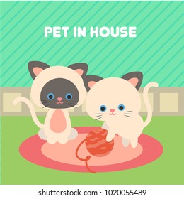 the life of pets inside the house illustration