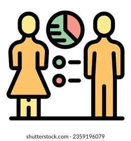 Life population icon outline vector. Graph increase. Team customer color flat