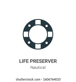 Life preserver glyph icon vector on white background. Flat vector life preserver icon symbol sign from modern nautical collection for mobile concept and web apps design.