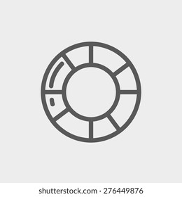 Life preserver icon thin line for web and mobile, modern minimalistic flat design. Vector dark grey icon on light grey background.