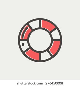 Life preserver icon thin line for web and mobile, modern minimalistic flat design. Vector icon with dark grey outline and offset colour on light grey background.