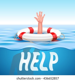 Rescue Drowning Man Lifeline Stock Vector (Royalty Free) 770087131