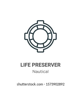 Life preserver outline vector icon. Thin line black life preserver icon, flat vector simple element illustration from editable nautical concept isolated on white background