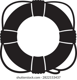 A life preserver ring with rope detail also whte background lifebuoy safety ring silhouette vector