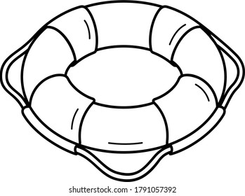 Life preserver ring. Vector outline icon.