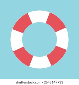 Símbolo de salva-vidas em vermelho e branco, design plano simples para visuais de segurança aquática