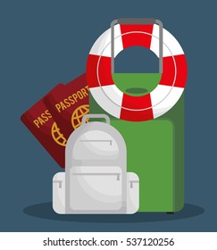 life preserver with travel related icons image vector illustration design 