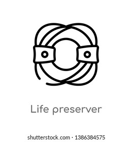 life preserver vector line icon. Simple element illustration. life preserver outline icon from nautical concept. Can be used for web and mobile