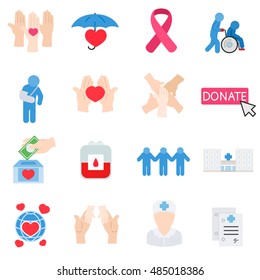 life protection flat icons set. Health protection isolated symbols collection