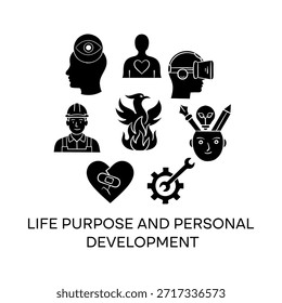 Icono de llamada de propósito de vida – Ilustración de línea de crecimiento personal