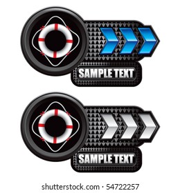life ring blue and white arrow nameplates