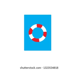  life ring doodle on blue background.