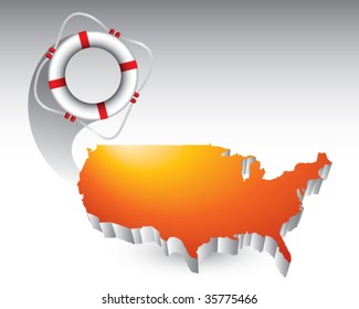 life ring em destaque com os estados unidos