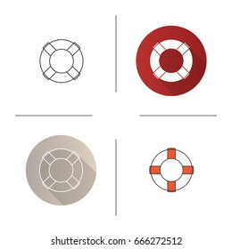 Life ring icon. Flat design, linear and color styles. Life buoy. Isolated vector illustrations