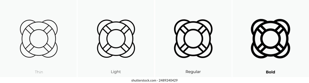 Lebensring-Symbol. Dünnes, leichtes Regular- und Bold-Design isoliert auf weißem Hintergrund