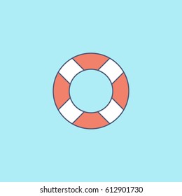 Life Ring Line Minimal Style Vector Illustration