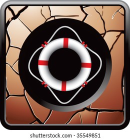 life ring on cracked web button