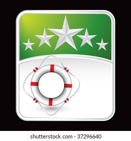 life ring on green star background