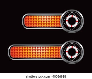 life ring on orange checkered banners