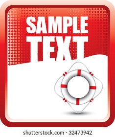 life ring on red halftone banner