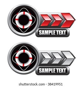 life ring on red and white arrow banners