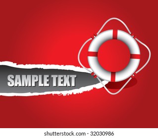 Life ring on ripped banner