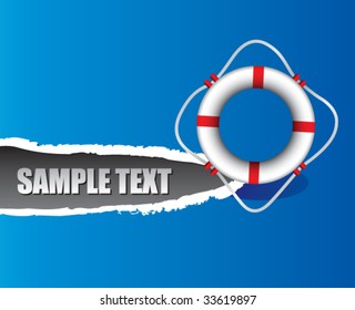 life ring on ripped banner