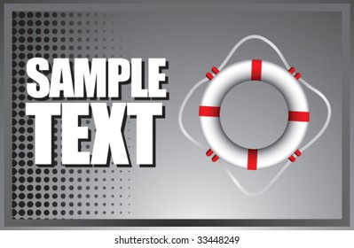 life ring on silver halftone banner