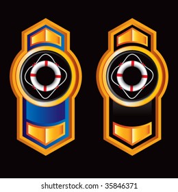 life ring on vertical arrow banners