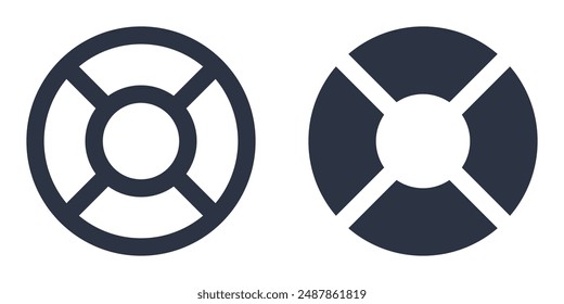 Life Ring, Rescue or Lifebuoy simple icons set designed in filled, outline, line and stroke style