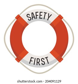 Life ring with 'Safety first' title | 'Safety first' lifebuoy icon