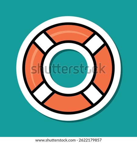 life ring sticker, lifebuoy vector design element, summer and beach symbol