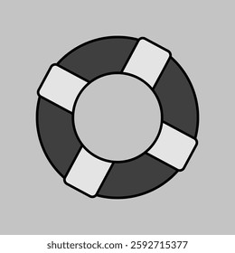 Life ring vector grayscale icon. Life preserver symbol. Life saving sign. Security sign. Graph symbol for your web site design, logo, app, UI