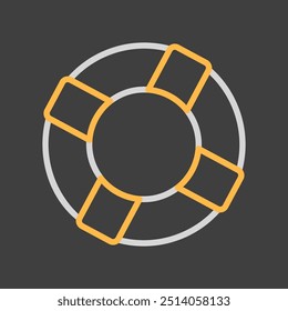 Life ring vector on dark background icon. Life preserver symbol. Life saving sign. Security sign. Graph symbol for your web site design, logo, app, UI