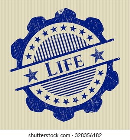 Life rubber stamp with grunge texture
