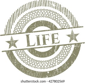 Life rubber stamp with grunge texture