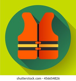 life safety jacket vest icon flat 2.0 vector. safety in water.