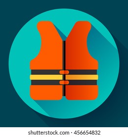 life safety jacket vest icon flat 2.0 vector. safety in water.