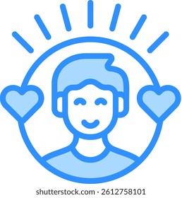 Life Satisfaction Icon Blue Color Vector Illustration