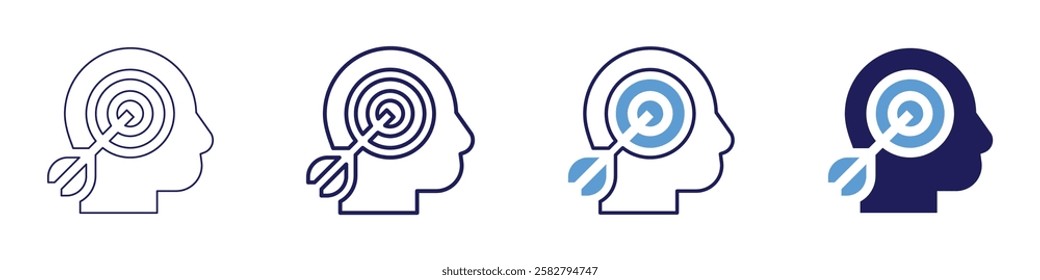 Life satisfaction target icon in 4 different styles. Thin Line, Line, Bold Line, Duotone. Duotone style. Editable stroke.