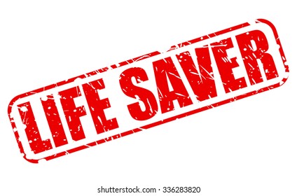 LIFE SAVER red stam[p text on white