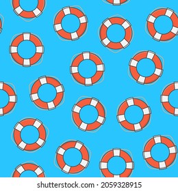 Life Saver Seamless Pattern On A White Background. Life Buoy Icon Vector Illustration