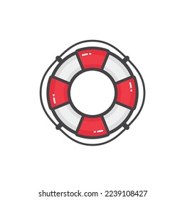 Life saving buoy, rescue and emergency concept in a boat.