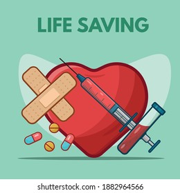 Life Saving Design Vector Illustration. Medical Concept Collection