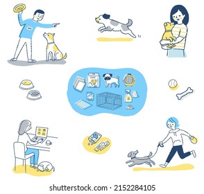 Life scene set with various pets