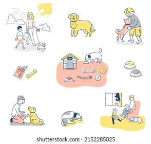 Life scene set with various pets