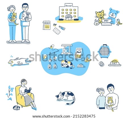 Life scene set with various pets