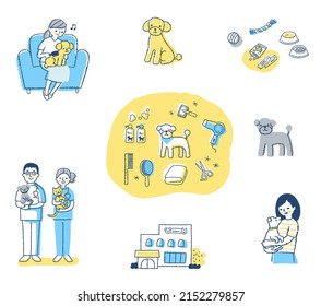 Life scene with various pets