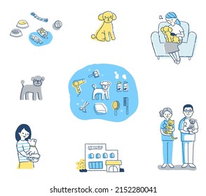 Life scene with various pets