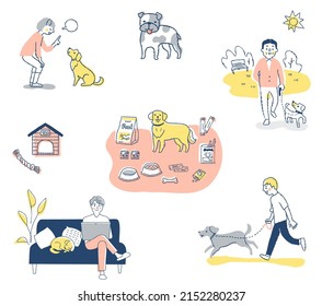 Life scene with various pets